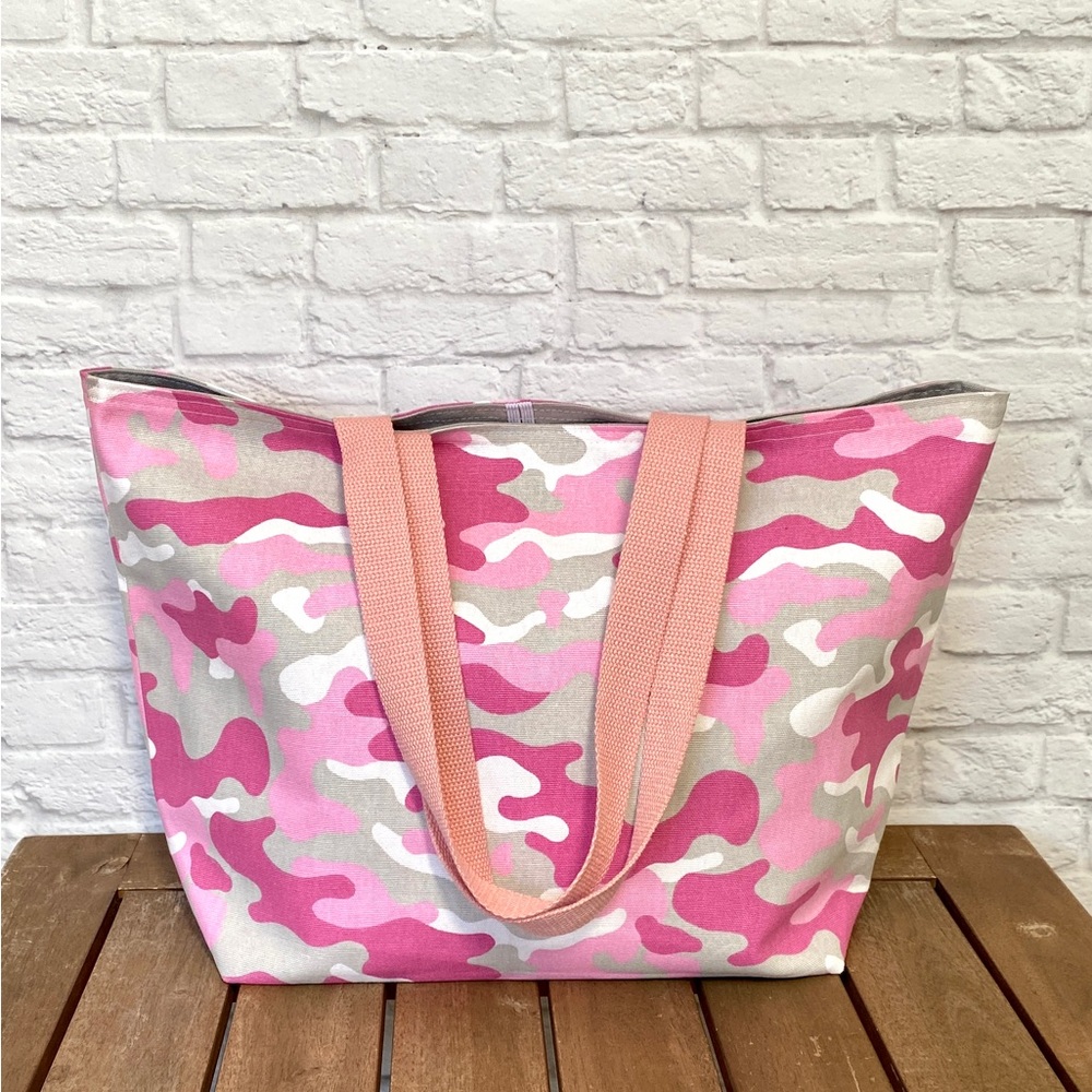 Handmade Foldable Travel/Market Tote - Pink Camo